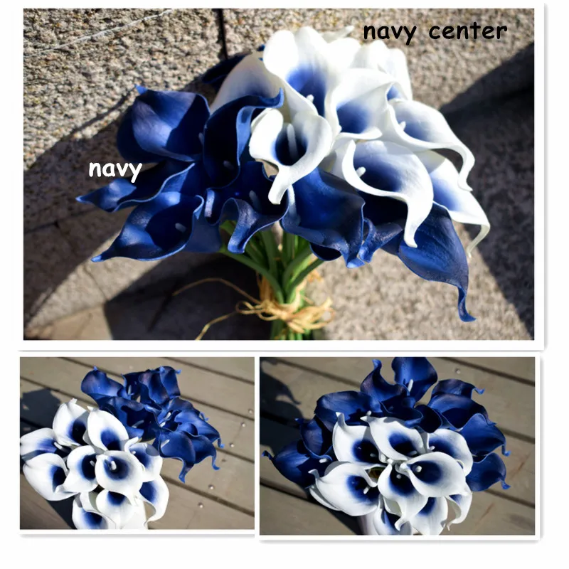 Buy Navy Blue Calla Lilies Real Touch Flowers Silk