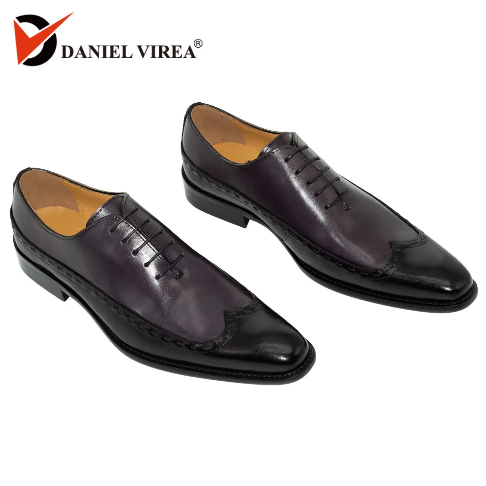 Mens Oxfords Leather Italian Design Fashion Luxury Brand Double Color