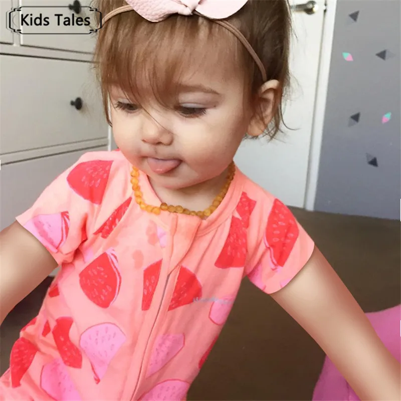 

SR366 Children's Overalls with Short Sleeves Watermelon Print Cotton Jumpsuit Clothes for Newborns Roupas de bebe for Boys Girls