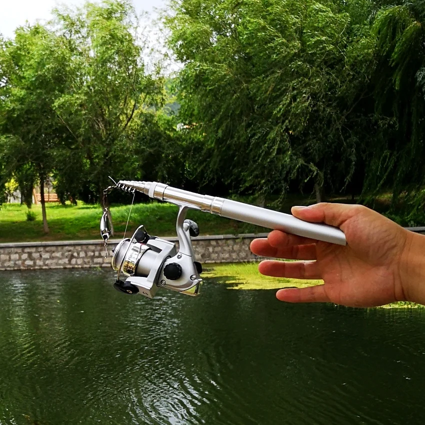 1m 1.5m pen shape fishing rod spinning reel set lift weight 1-1.2kg red blue small telescopic ice fishing pole child gift