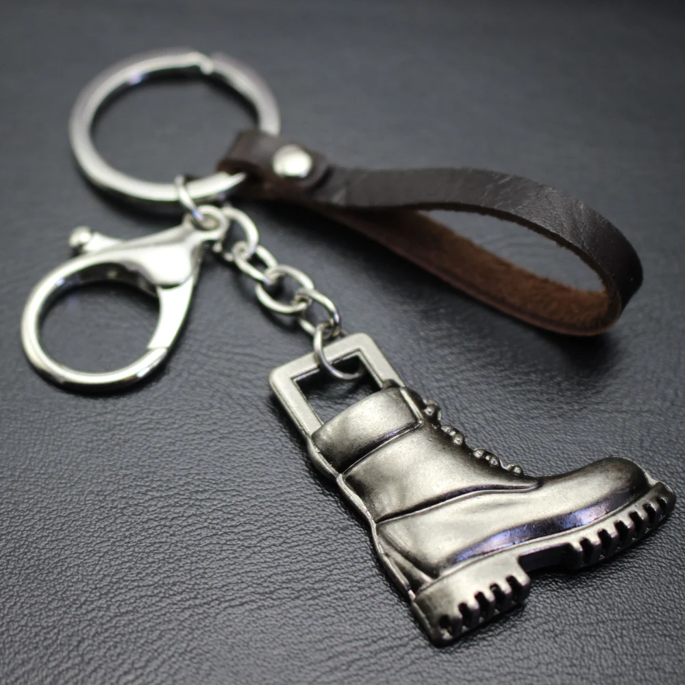 Big Riding Boots Cow Leather KeyChain Hook Buckle Keyrings Shoe Pendant