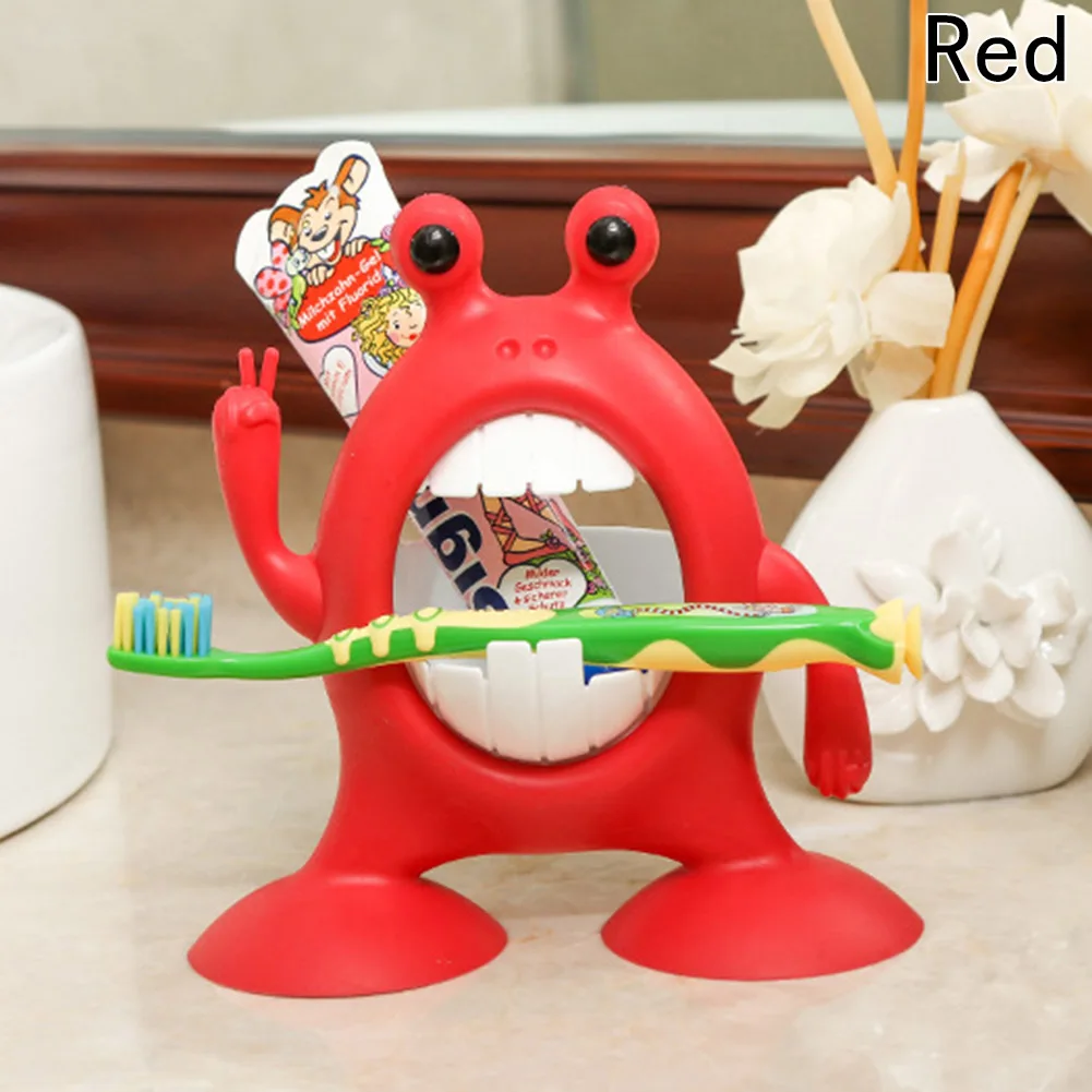 Креативные держатели для зубных щеток с мультяшным монстром, Детские комплекты для ванной, забавный держатель для зубной пасты с присоской/Крючки-вешалки на присоске - Цвет: red