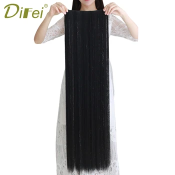 

DIFEI Long Straight 5 Clips in Hair Extensions Fake Synthetic High Tempreture Fiber Hair Extensions halo hair extensions