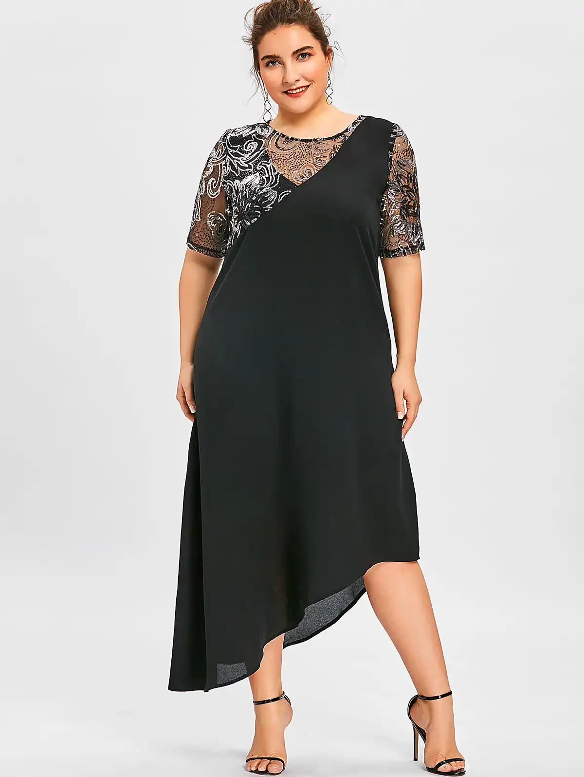 black sequin maxi dress plus size
