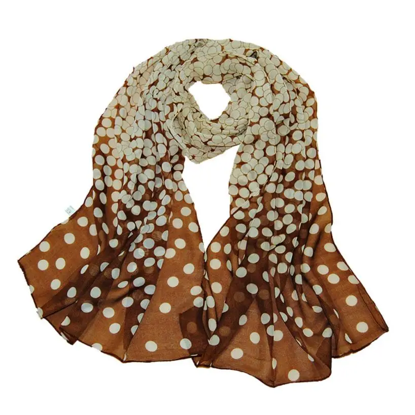 Женский шарф в горошек, длинный, большой размер, мягкий, женский шарф, элегантная шаль, градиентный цвет, удобный шифоновый шарф#10 - Цвет: Coffee