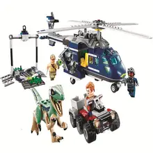 Бела 10925 Юрский Мир синий вертолет погоня модель строительный блок игрушки Кирпичи подарок для детей Совместимые блоки 75928