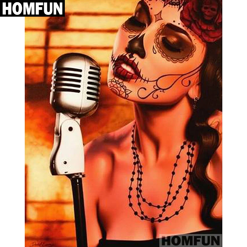 

HOMFUN Full Square/Round Drill 5D DIY Diamond Painting "Skull woman" Embroidery Cross Stitch 5D Home Decor Gift A01474