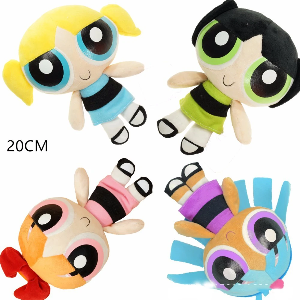 Powerpuff плюшевые куклы для девочек пузыри цветок бабочка мягкие игрушки детские и
