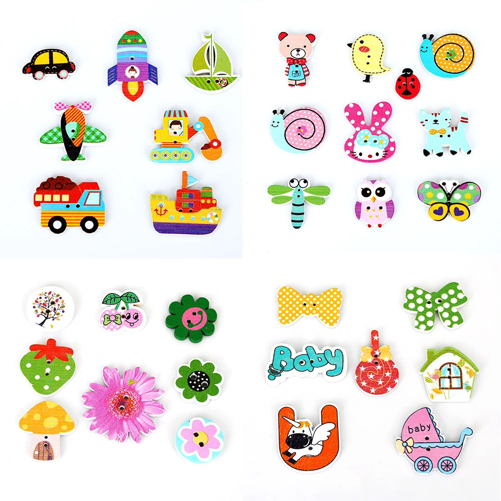 

70-100Pcs Mixed Style Wood Apparel Sewing Buttons For Clothes Scrapbooking Decorative Handicraft DIY Accessories