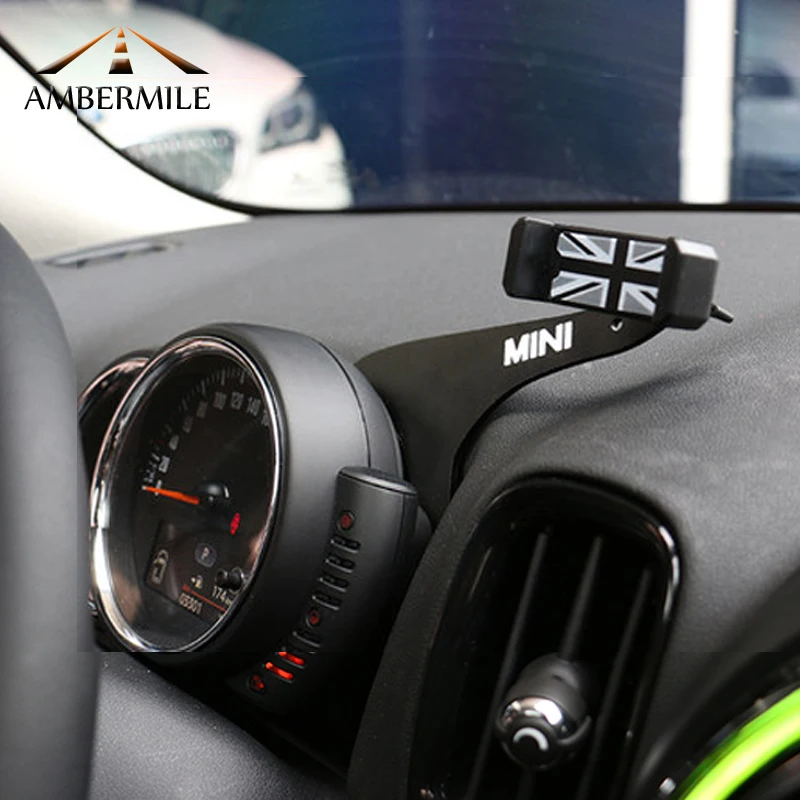 

AMBERMILE Union Jack Car Interior Mobile Phone Holder Bracket Rotatable GPS Holder for Mini Cooper Countryman F60 Accessories