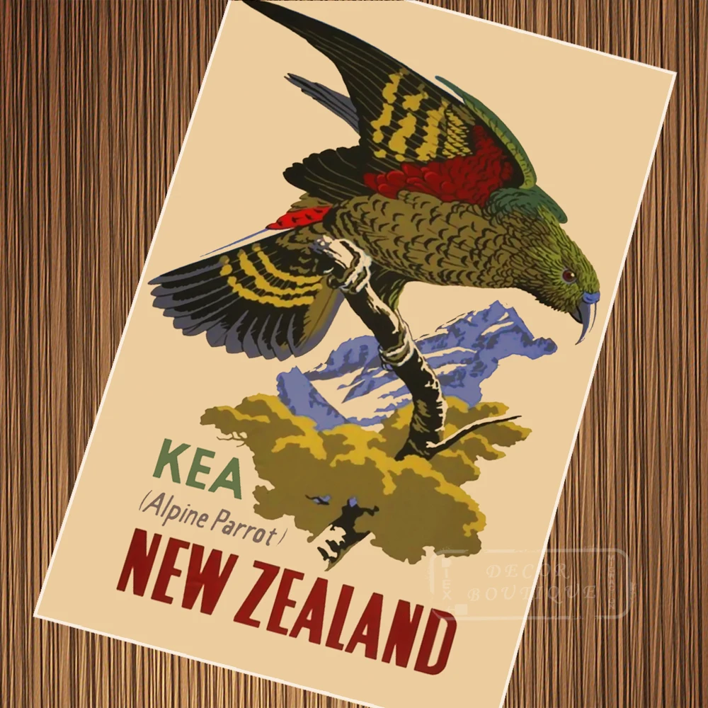KEA Alpine Parrot New Zealand NZ Travel Tour Retro Vintage ...
