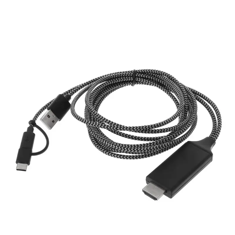 

2019 New Premium 2 In 1 HDMI Micro USB Type C HD Video Screen Mirroring Cable for Android Phone HDTV Accessories