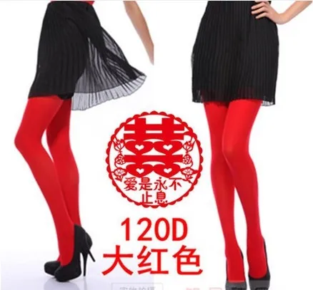 

3 Pcs/lot Super Elastic Spring Autumn 120d Velvet Red Color Happy Pretty Pantyhose Solid Women's Clothing Hosiery Tights Spendex