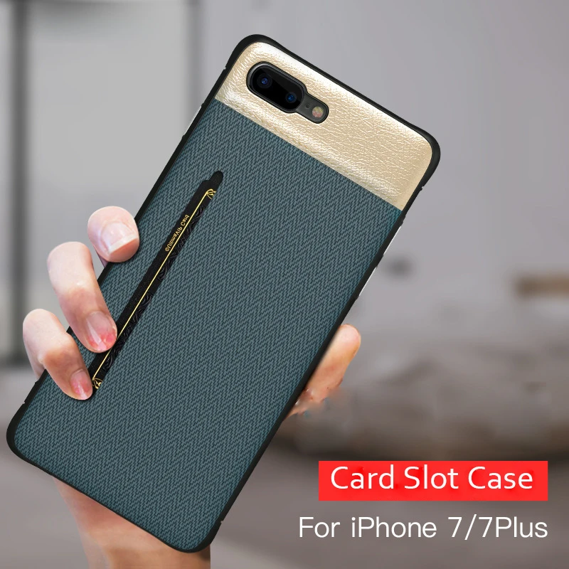 

Fashion Fabric Card Holder Case for iPhone X Cases Ultra Thin Silicone Card Slot Phone Cases for iPhone 7 8 6 6S Plus Coque Capa