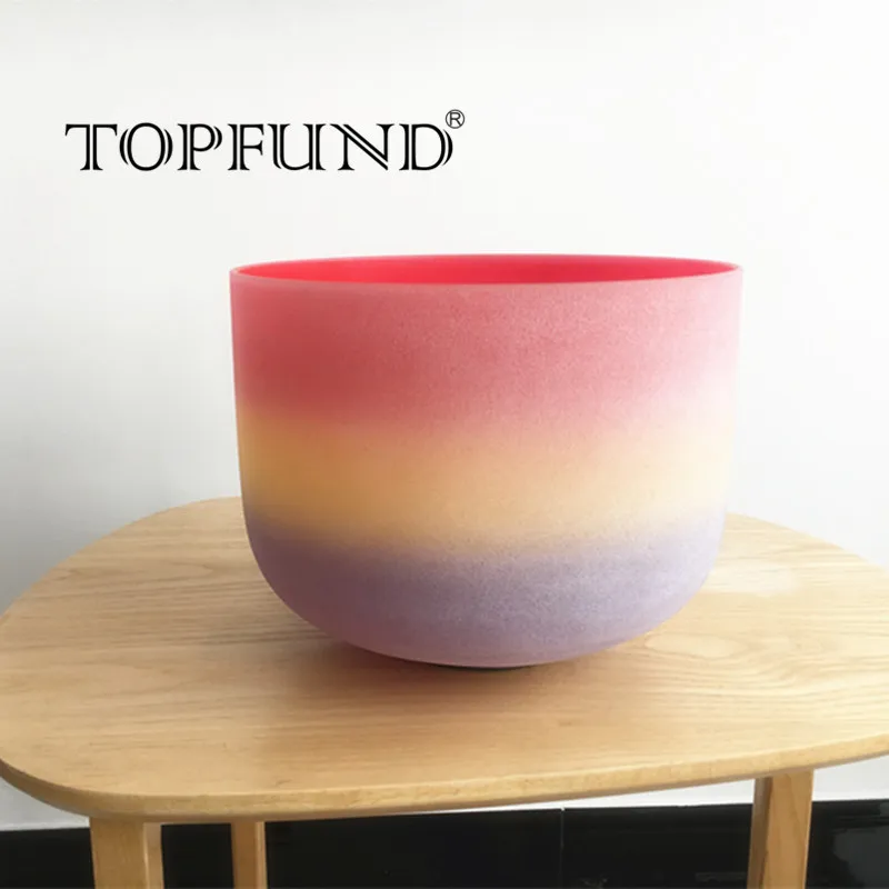 TOPFUND C корень чакра Радуга цветной Матовый Кварцевый Поющая чаша 8"