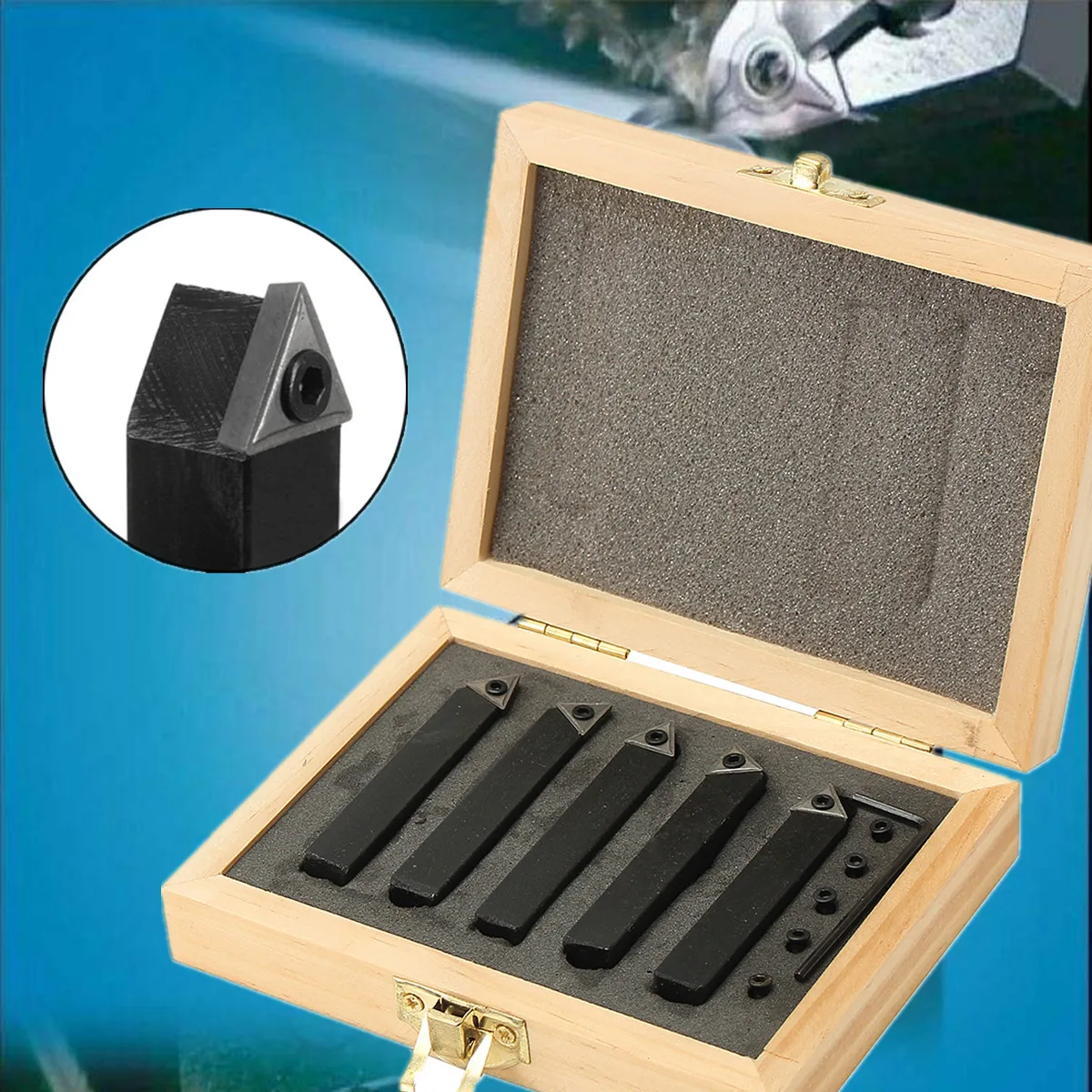 

5Pcs 8mm(5/16") For CNC Machine Style A B E Indexable Carbide Tipped Lathe Cutter Tool Set Drop Forged with Indexable Tungsten