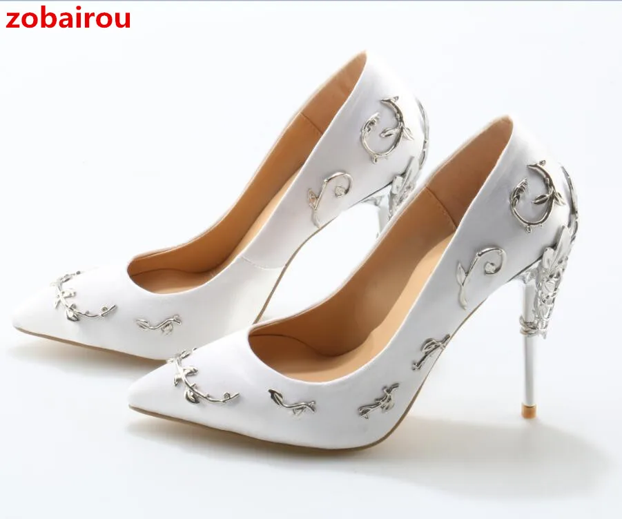 Femmes Bout Show Luxe Filigrane Talons as Couture Feuille Pompes As Pointu Mariage Chaussures Zobairou Show Mariée Haute Femme De Soirée Mode En YHqwXw