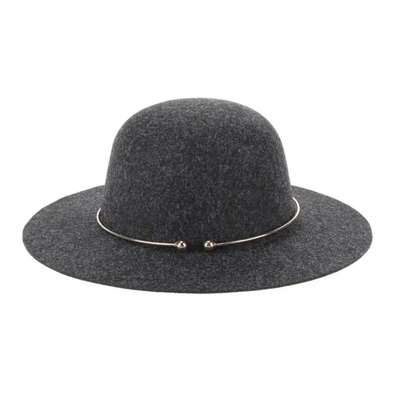 High Quality Women's Wool Fedora Hat with Metal Ring Fashionable