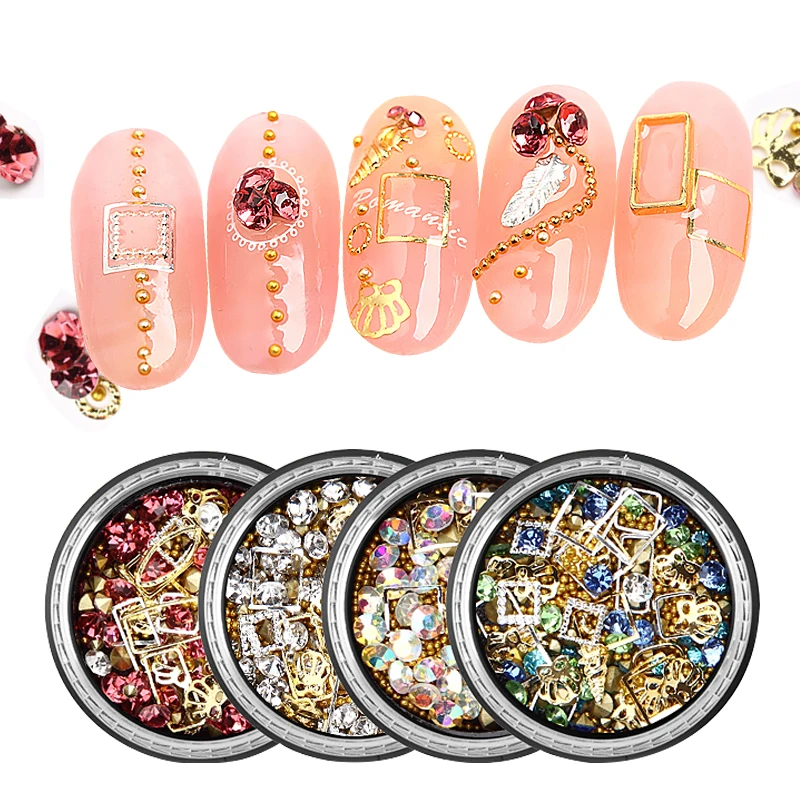 

ROHWXY Nail 3D Rhinestones Crystals Accessoires DIY Gem New Charming Mix Nail Art Decoration Jewelry Gel Glitter Nail Art Design