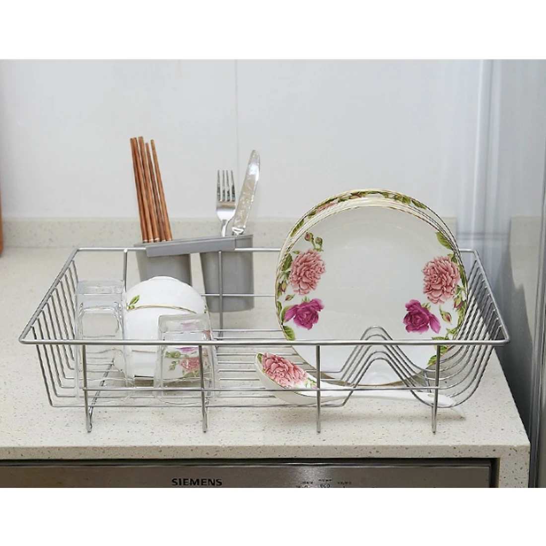 الفولاذ المقاوم للصدأ استنزاف رف المطبخ تخزين الرف مع حوض غمس أواني الطعام التخزين حامل منظم مطبخ المطبخ تخزين