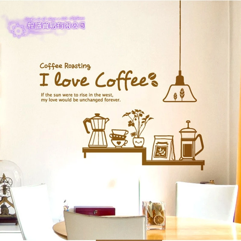 DCTAL Coffee Sticker Food Light Decal Cafe Poster Vinyl Art Wall Decals Pegatina Quadro Parede Decor Mural Coffee Sticker