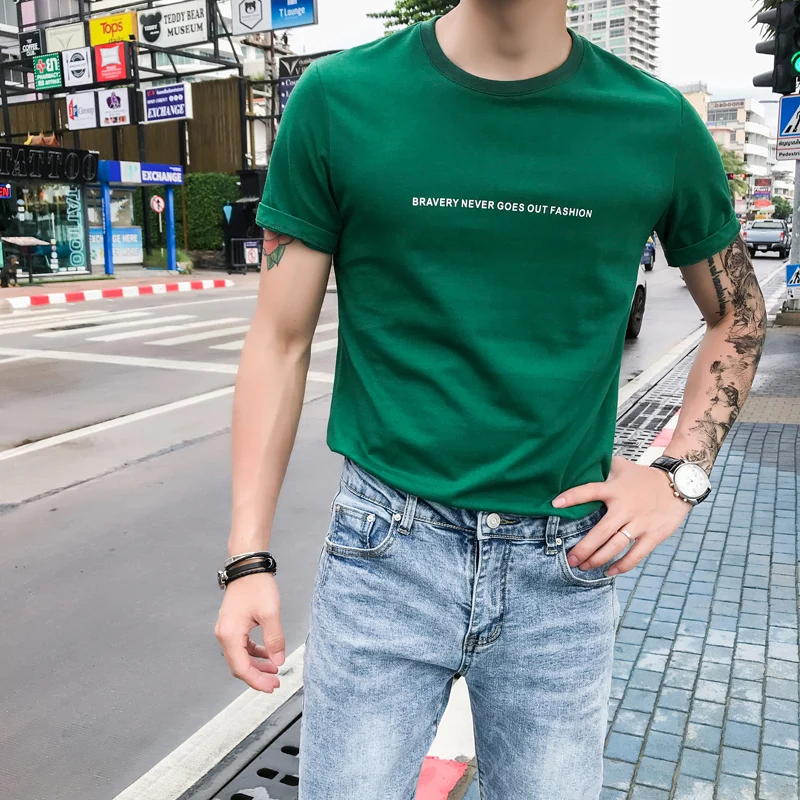

Fashion 2019 Summer Men T Shirt Brand New Short Sleeve T Shirts For Men Slim Fit O-Neck British Style Streetwear Tee Shirt Homme