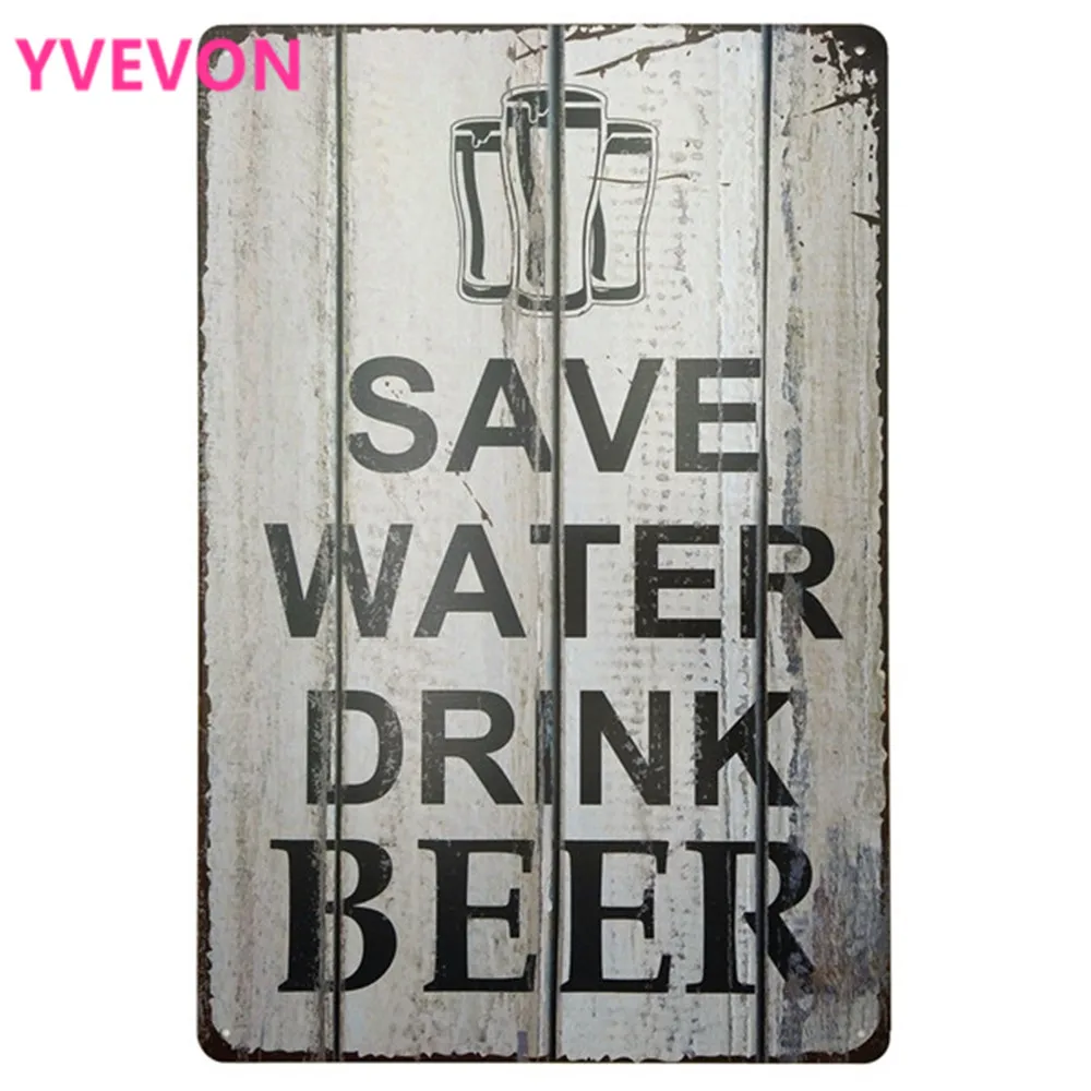 SAVE WATE DRINK BEER Iron Tin Party Signs Retro Plate Poster Alcohol Shabby Plaque for Pub Bar Lounge Wall Decor 20x30cm | Дом и сад