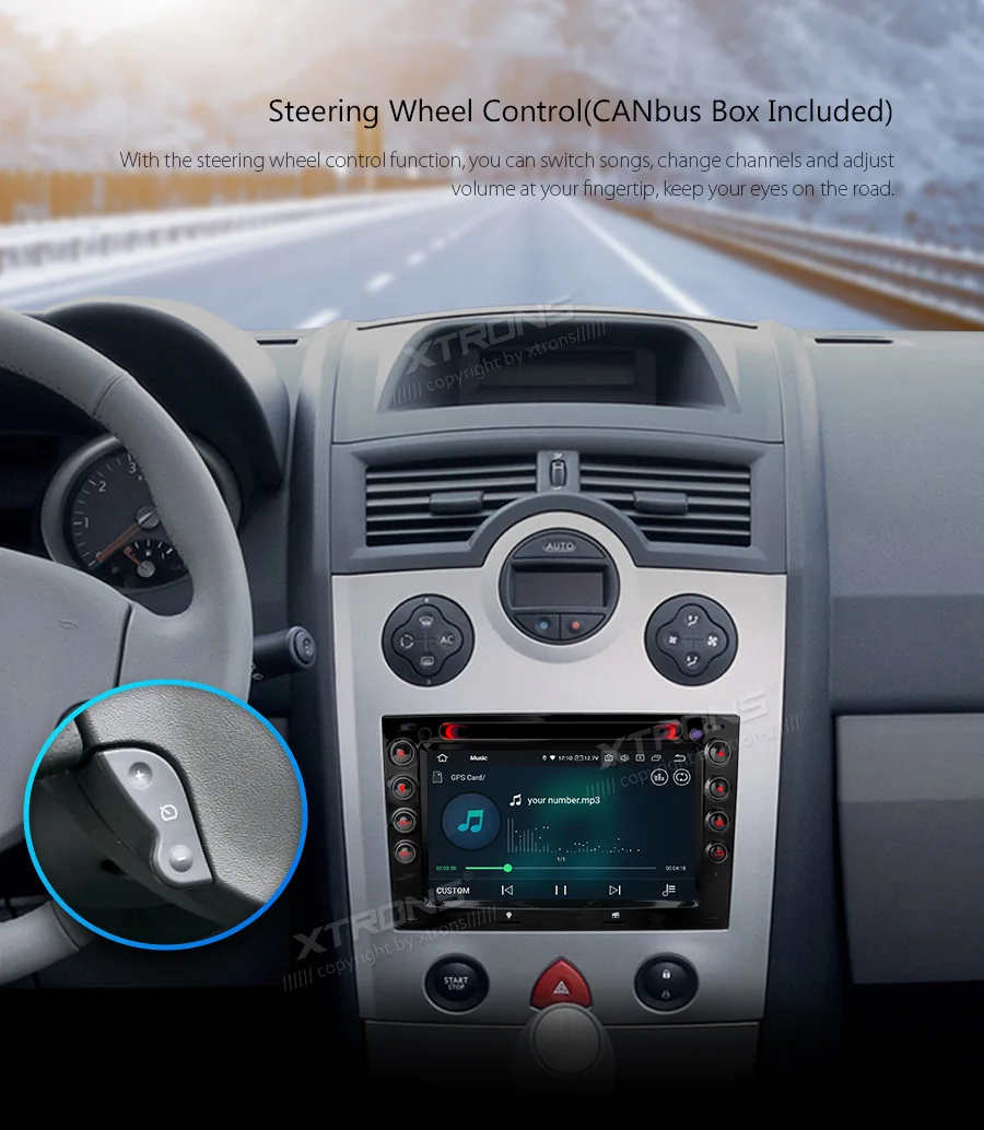 Top 7" Android 9.0 OS Car DVD Multimedia Navigation GPS Radio for Renault Megane 2002-2009 with External DAB+ Receiver Box Support 14