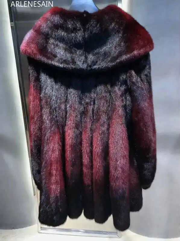 2019 camel Fourrure Manteau Vison Arlenesain Nouvelle Personnalisé Couleur Deux Mode Bourgogne Femmes De Hn5wRq57