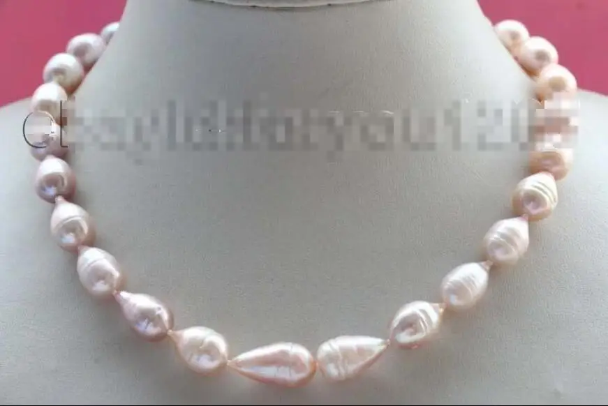 

Free shipping hot sale Women Bridal Wedding Jewelry >>17" Genuine Natural 19mm Pink Rice Pearl Necklace #f1727!