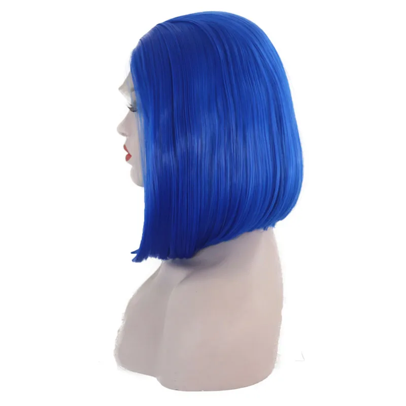 JOY& BEAUTY синий Боб короткий прямой термостойкий 1" синтетический кружевной передний парик Средняя часть бесклеевой парик для женщин 150 плотность
