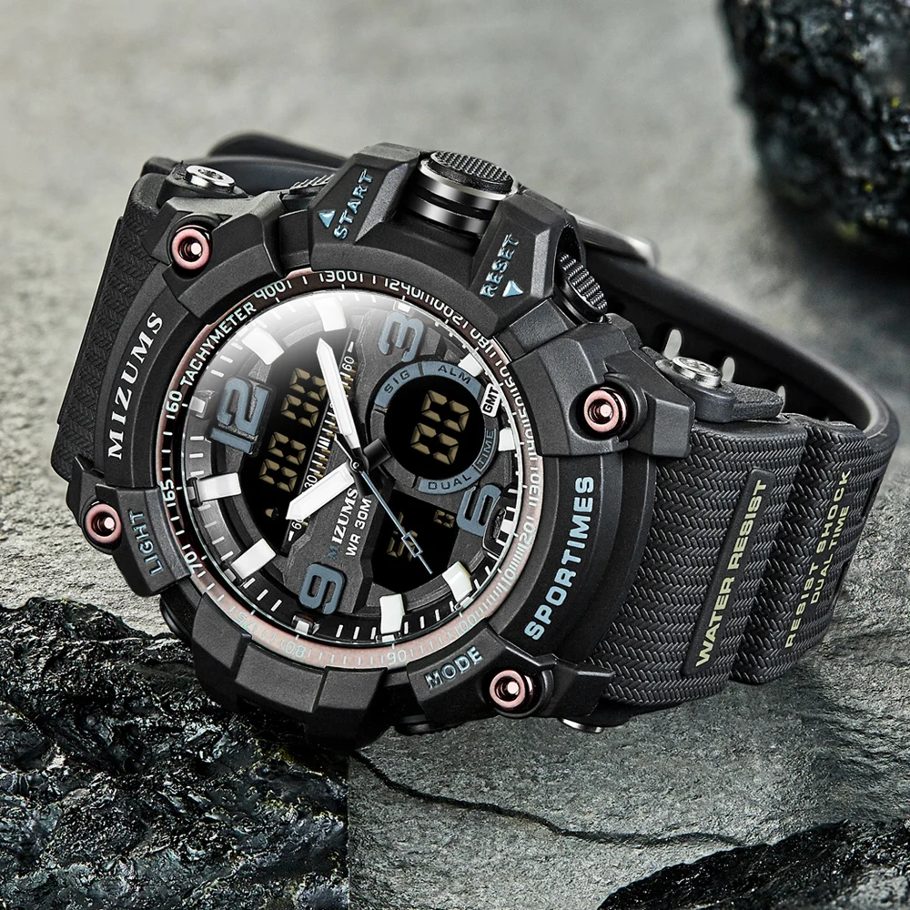 mizums Brand Men Sports Watches Dual Display Analog Digital LED Electronic Quartz Wristwatches Waterproof Swimming Military Watch drop shipping (25)