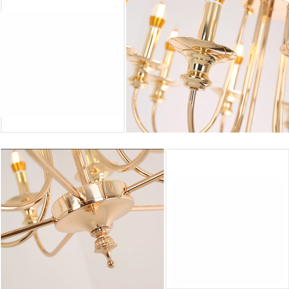 Современный роскошный дизайн E14 железная Шампань Золотая светодиодная люстра светильники для дома Лофт Лестница Гостиная спальня лампа