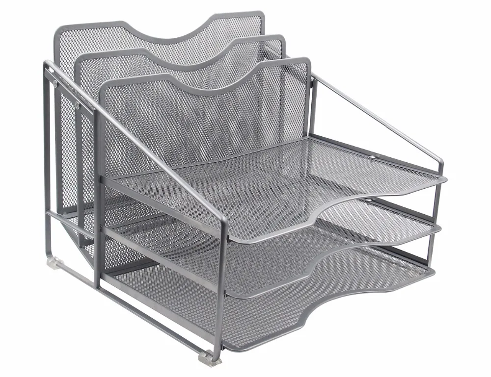 EasyPAG Mesh Desk File Organizer Sorter with 3 Horizontal and 2 Upright