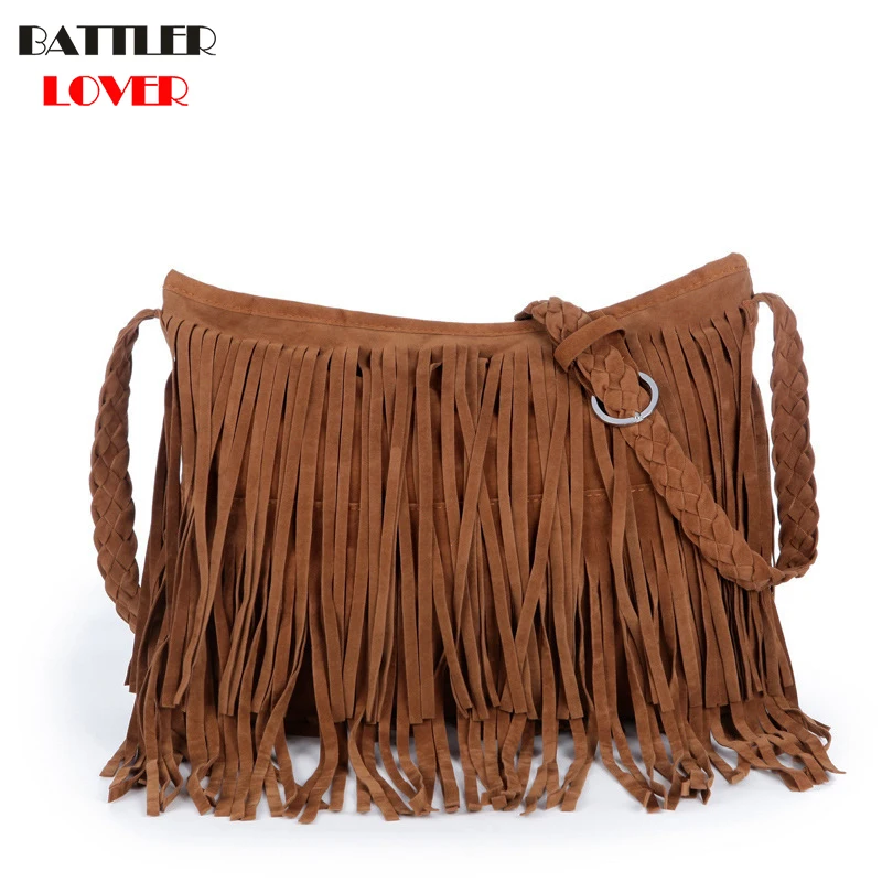 

BATTLERLOVER Women Tassel Handbag Luxury Designer Shoulder Bags Womens Brand Message Bags Female Bolsa Feminina Crossbody Bag