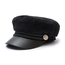 Модная Вельветовая военная шляпа, осенняя хлопковая шляпа моряка для женщин и мужчин, черная серая плоская верхняя женская кепка для путешествий, восьмиугольная кепка
