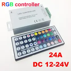 24a 44 ключей ИК-пульт дистанционного управления RGB LED контроллер Пластик + Алюминий DC 12 В-24 В для 5050/ 3528 Светодиодные полосы wled75/хорошая