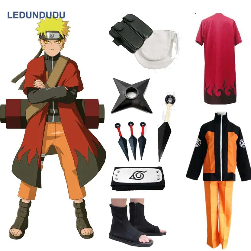 Anime Naruto Cosplay disfraces Shippuden Uzumaki Naruto 2 ° conjunto de uniformes con ropa de
