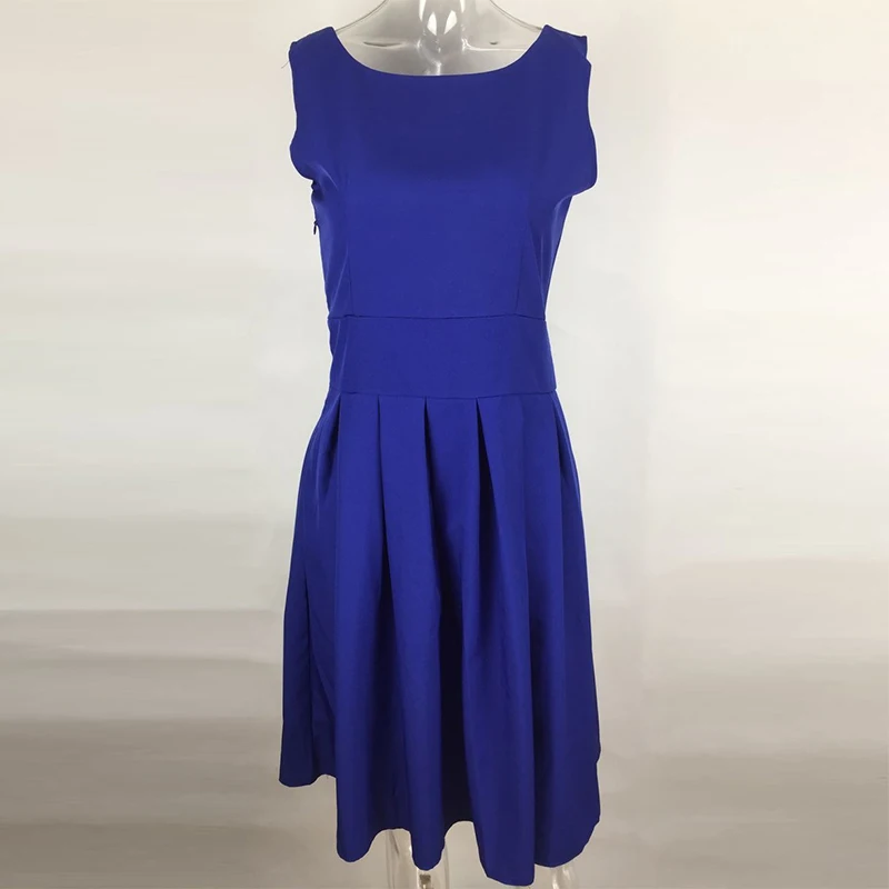 Kostlich Summer Dress Elegant Women O-Neck Sleeveless Party Dresses 1950s Vintage Big Swing Dress Office Lady Dress Sundress (3)