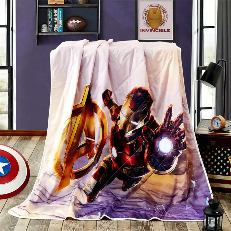 Marvel Капитан Америка Тонкий плед мультфильм летнее хлопковое стеганное одеяло украшение для детской спальни мягкое одеяло покрывало на кровать для мальчиков - Цвет: XL917