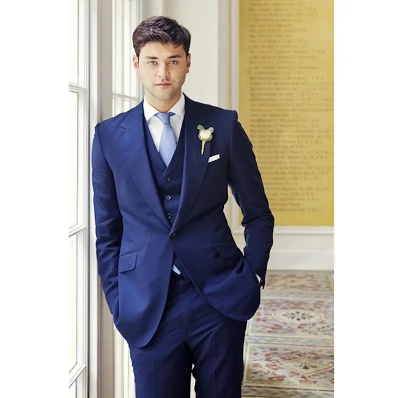 Abiti da uomo blu Royal per abiti da sposo con risvolto dentellato abiti da  uomo a tre pezzi abito da sposo Slim Fit (giacca + pantaloni + gilet)|royal  blue mens suit|blue man