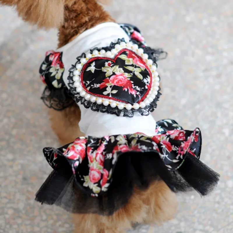 Large Flower Pearl Dog Dress Love Pet Dress Dog Wedding Dress Pet