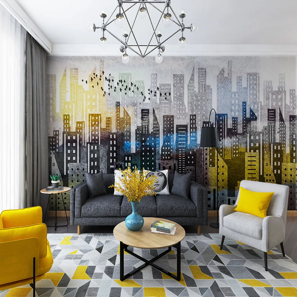Custom 3d wallpaper mural Nordic modern abstract city building background wall - high-grade waterproof material wall covering Custom 3d wallpaper mural Nordic modern abstract city building background wall - high-grade waterproof material wall covering