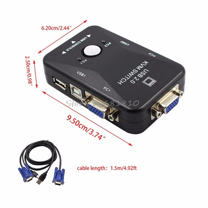 USB2.0 2-Порты и разъёмы KVM Switcher переключатель коробки Мышь/клавиатура/VGA видео монитор 1920x1440 доставка