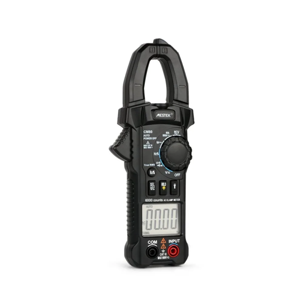 MESTEK CM80 цифровой клещи мультиметр True RMS 5999 отсчетов AC/DC Вольт Ампер Ом Емкость