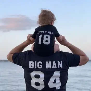 

personalize any number text Big man Little man t shirts, dad and baby matching shirts, father and son clothes, family shirt tees