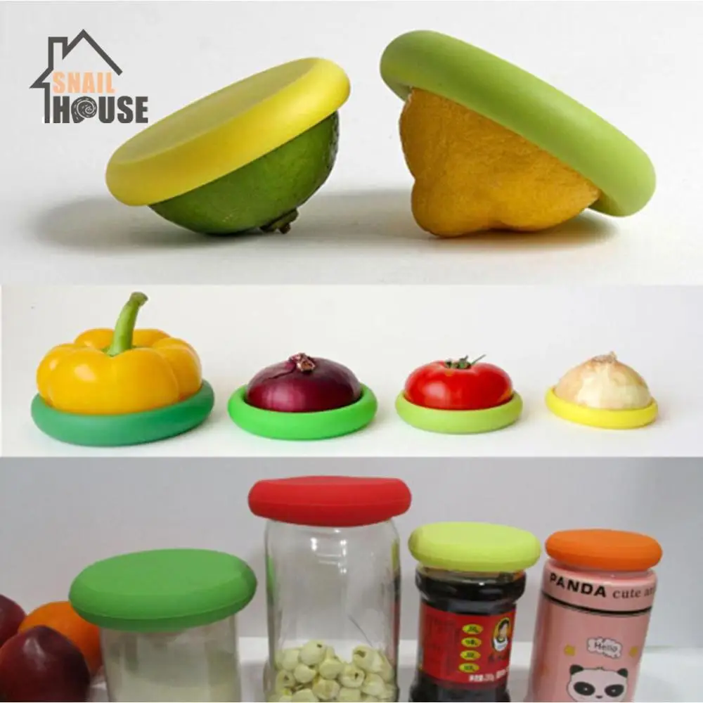 

Snailhous Food means Vegetable Huggers fresh Silicone Containers Storage Keeping less Fruit waste Reusable Set Cover things