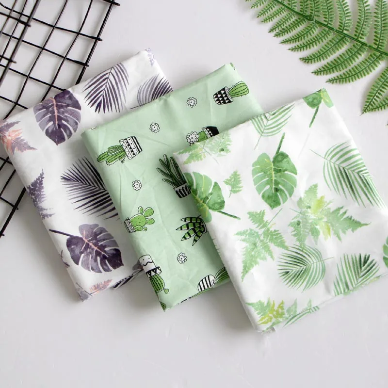 

160*50cm Cactus leaves cotton canvas fabric for sofa curtain cloth diy patchwork craft material upholstery fabric tissu textile