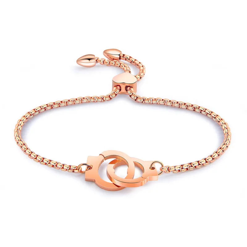 GAGAFEEL, серебряные, розовое золото, наручники, браслеты для женщин, Дамская цепочка из нержавеющей стали, модные ювелирные изделия, регулируемые - Окраска металла: Rose Gold