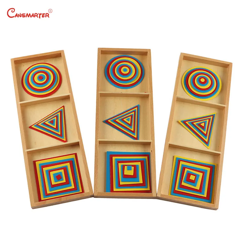 

Geometry Box High Quality Wooden Montessori Materials Math Toy Children Wooden Colorful Wood Games Learning Toy Baby SE057-3